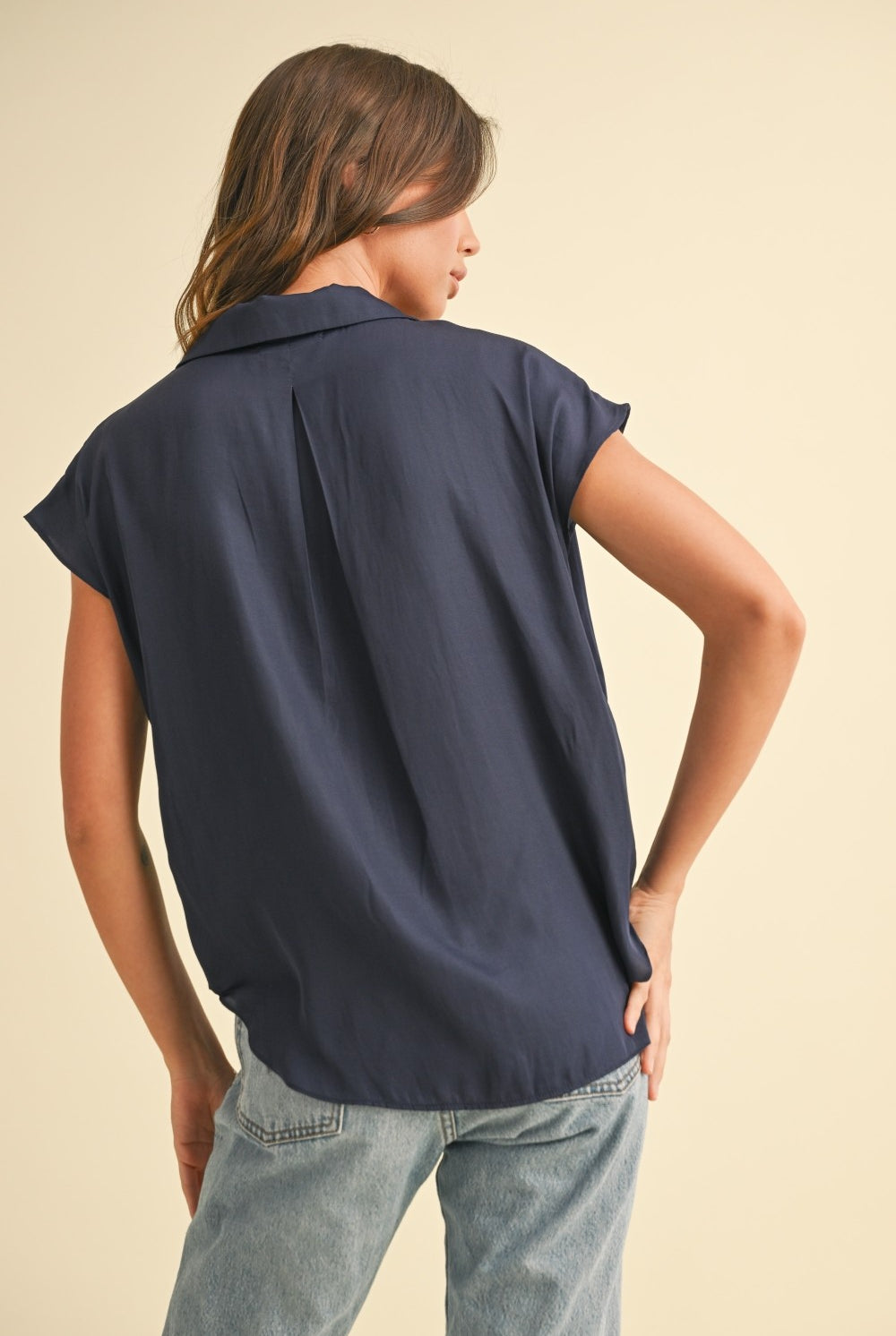 Button Down Cap Sleeve Top