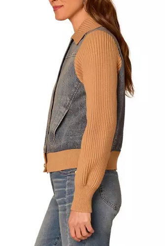 Mixed Media Denim and Sweater Jacket