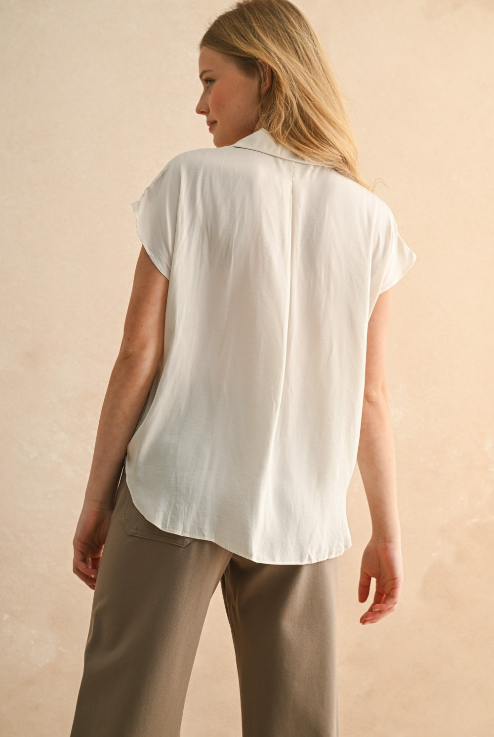 Button Down Cap Sleeve Top