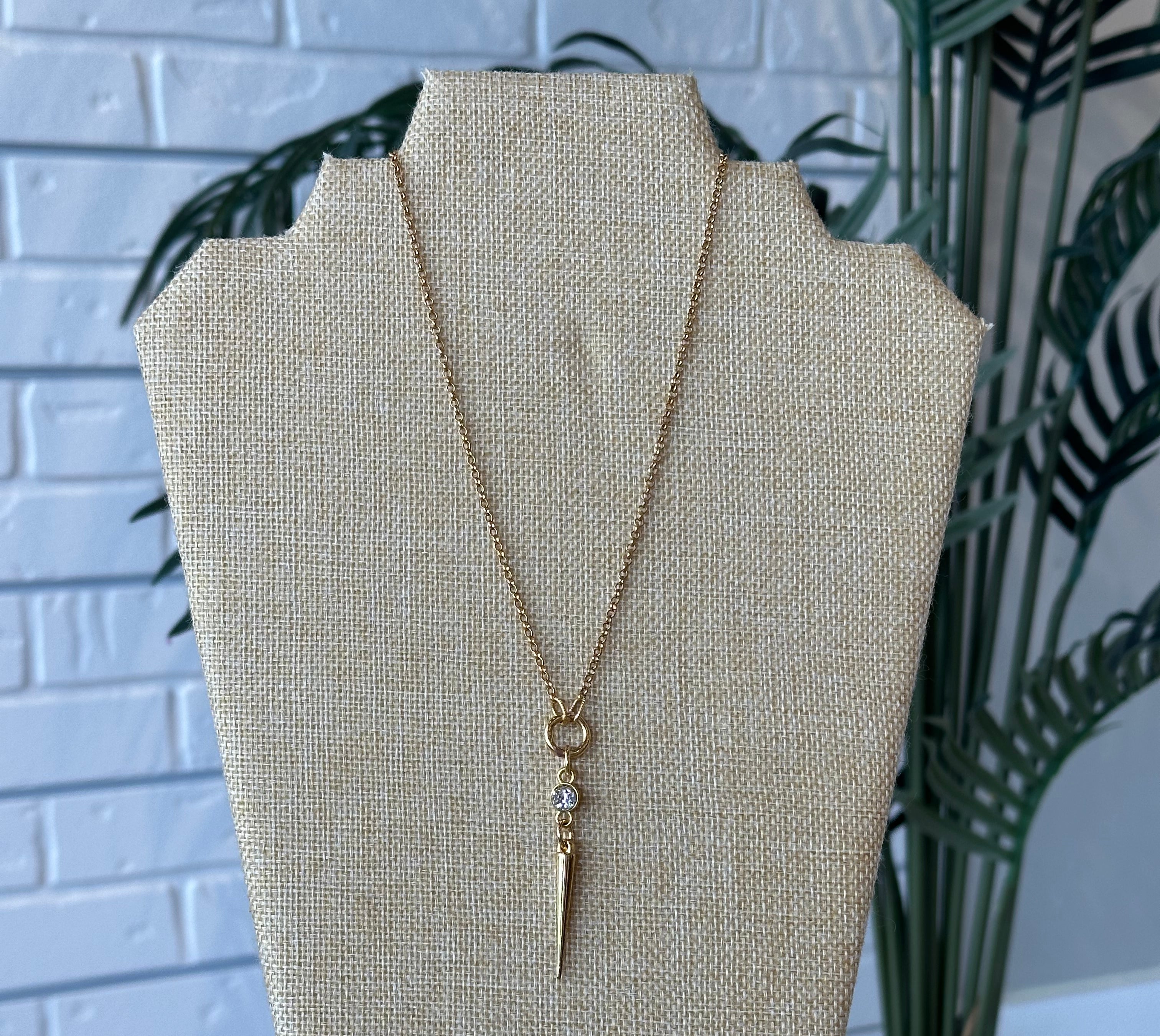 *FINAL SALE* Mac and Me Mini Hoop Spike Necklace with Crystal