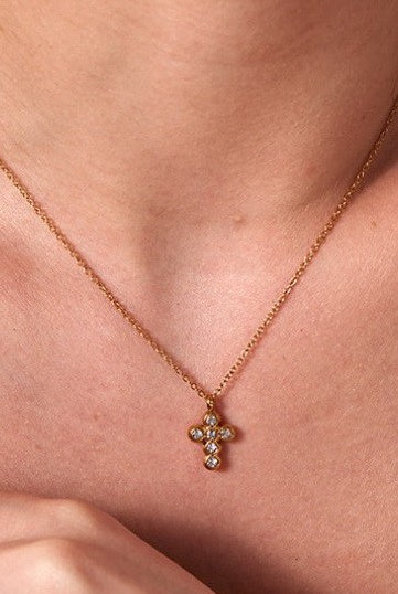 Rhinestone Cross Pendant Neckalce