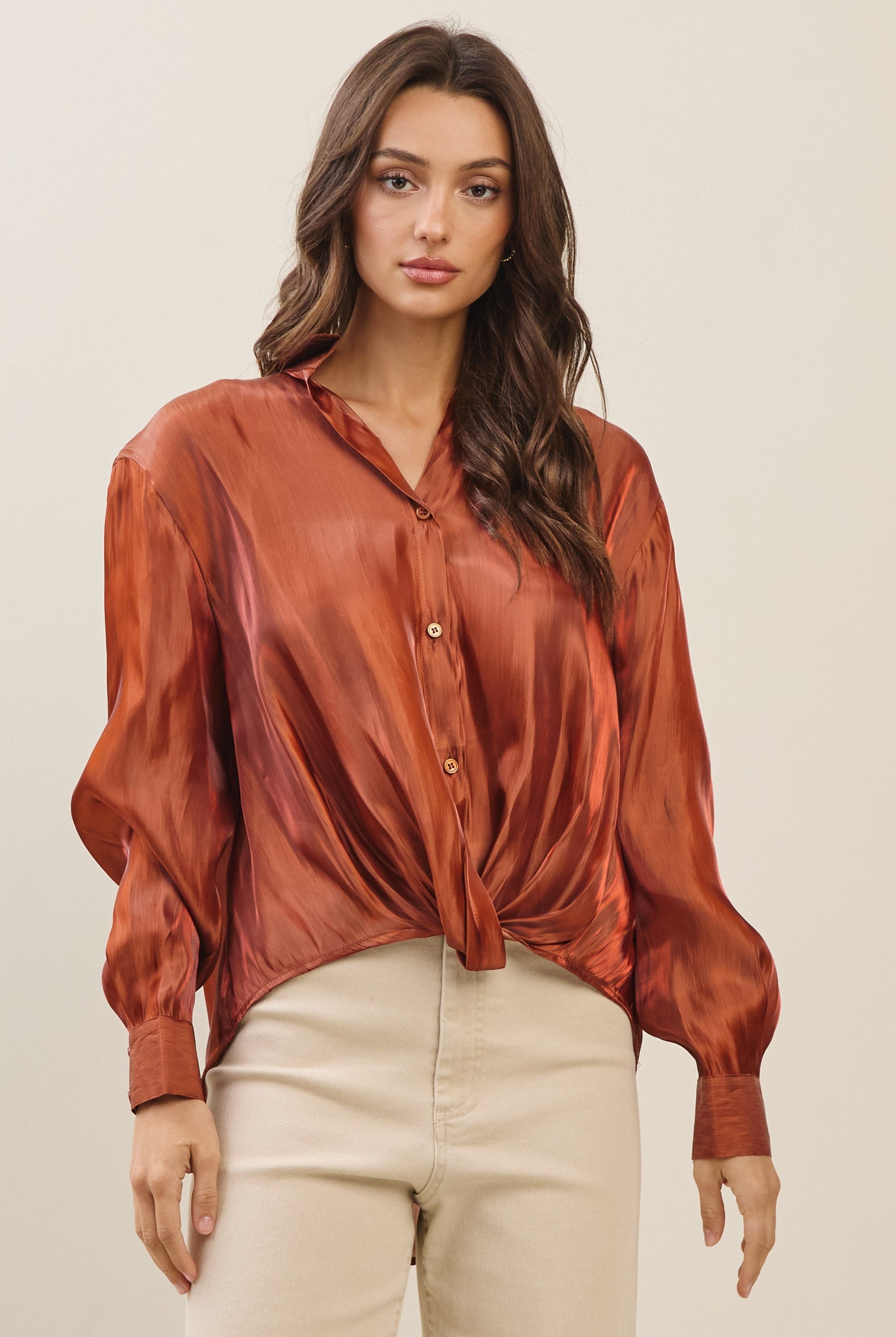 Sheer Twist Front Blouse
