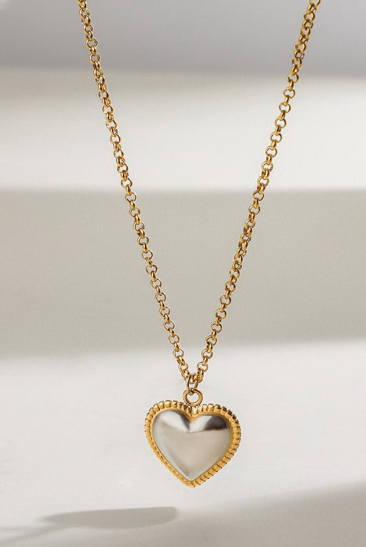 Two Tone Heart Necklace