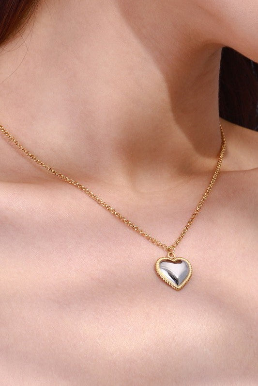 Two Tone Heart Necklace