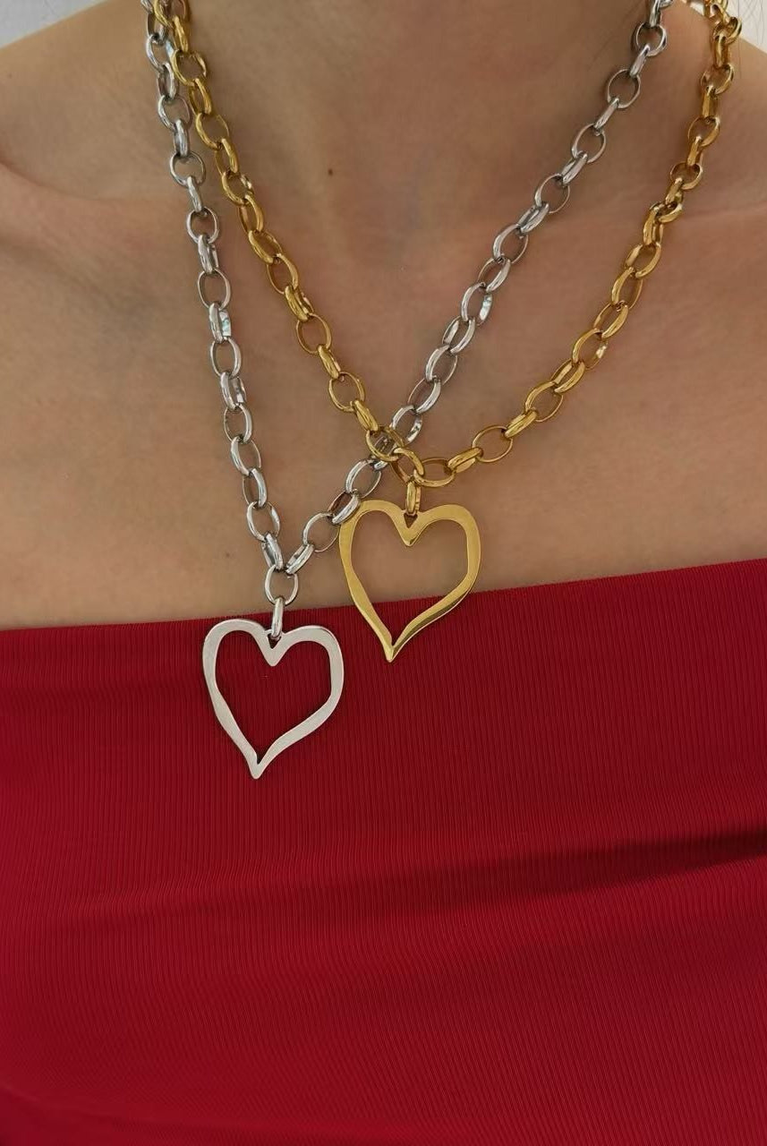 Sketched Heart Statement Necklace