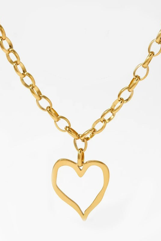 Sketched Heart Statement Necklace