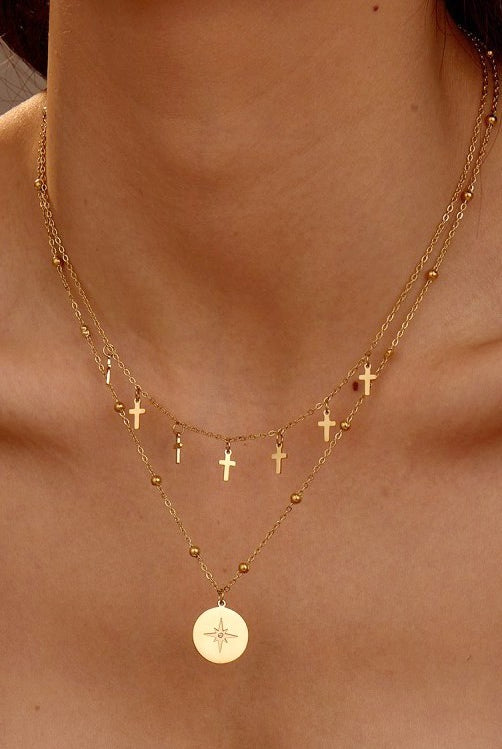 Layered Cross Necklace