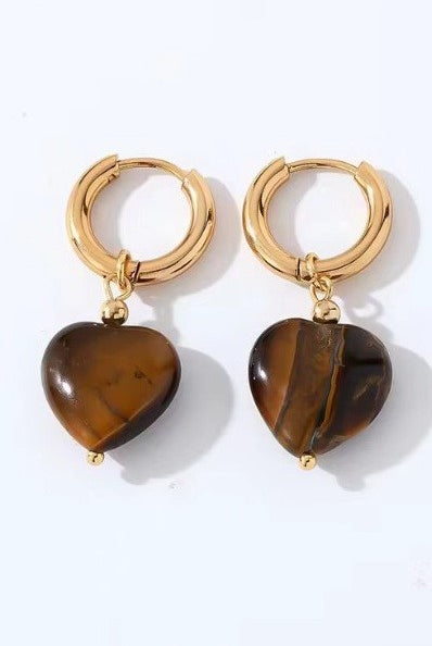 Heart Drop Huggie Earrings