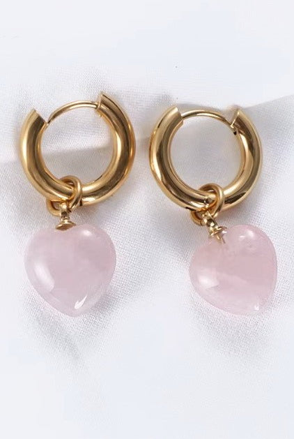 Heart Drop Huggie Earrings