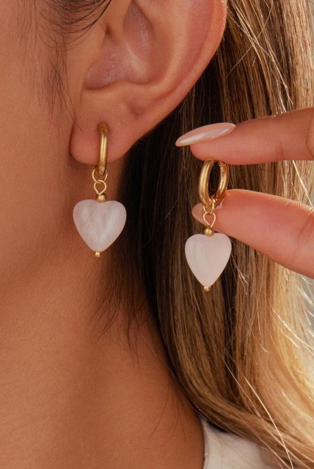 Heart Drop Huggie Earrings