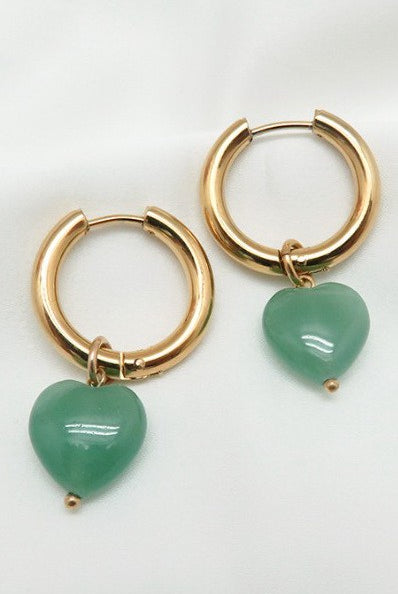 Heart Drop Huggie Earrings