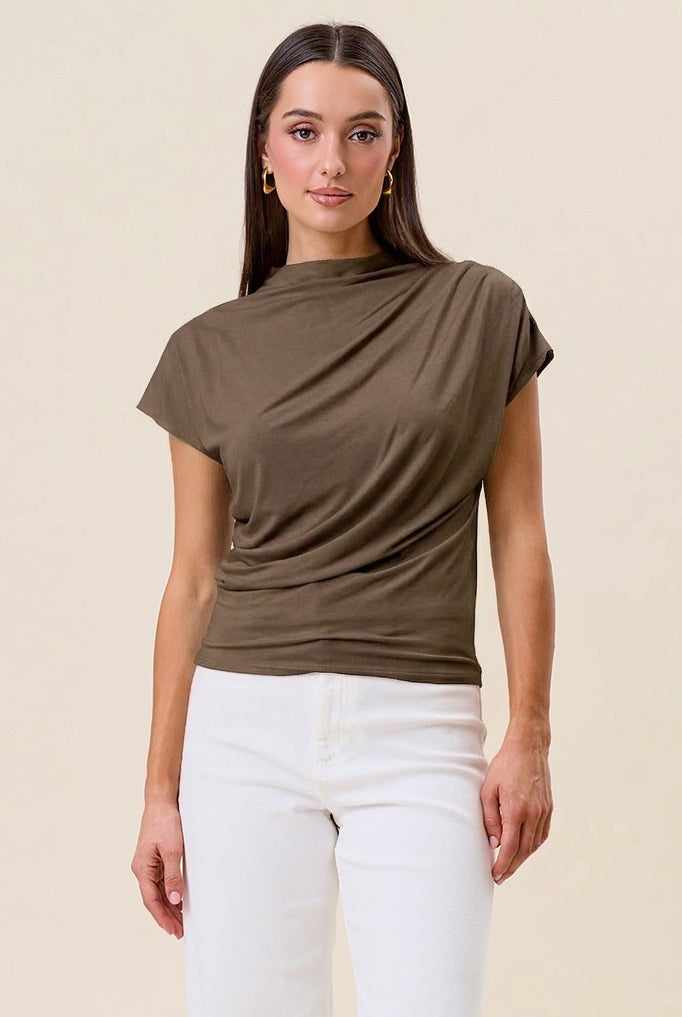Short Sleeve Draped Jersey Top