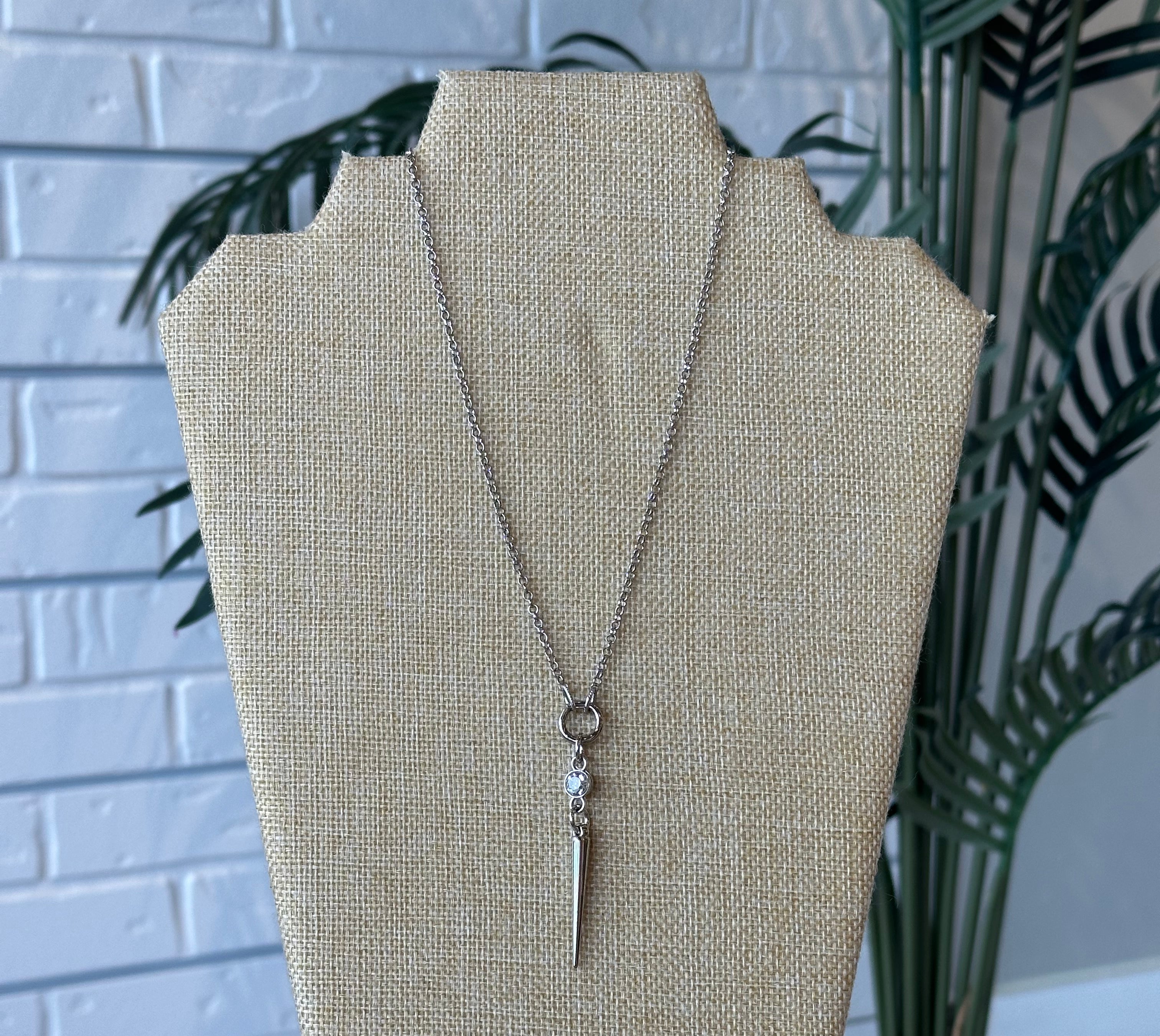 *FINAL SALE* Mac and Me Mini Hoop Spike Necklace with Crystal