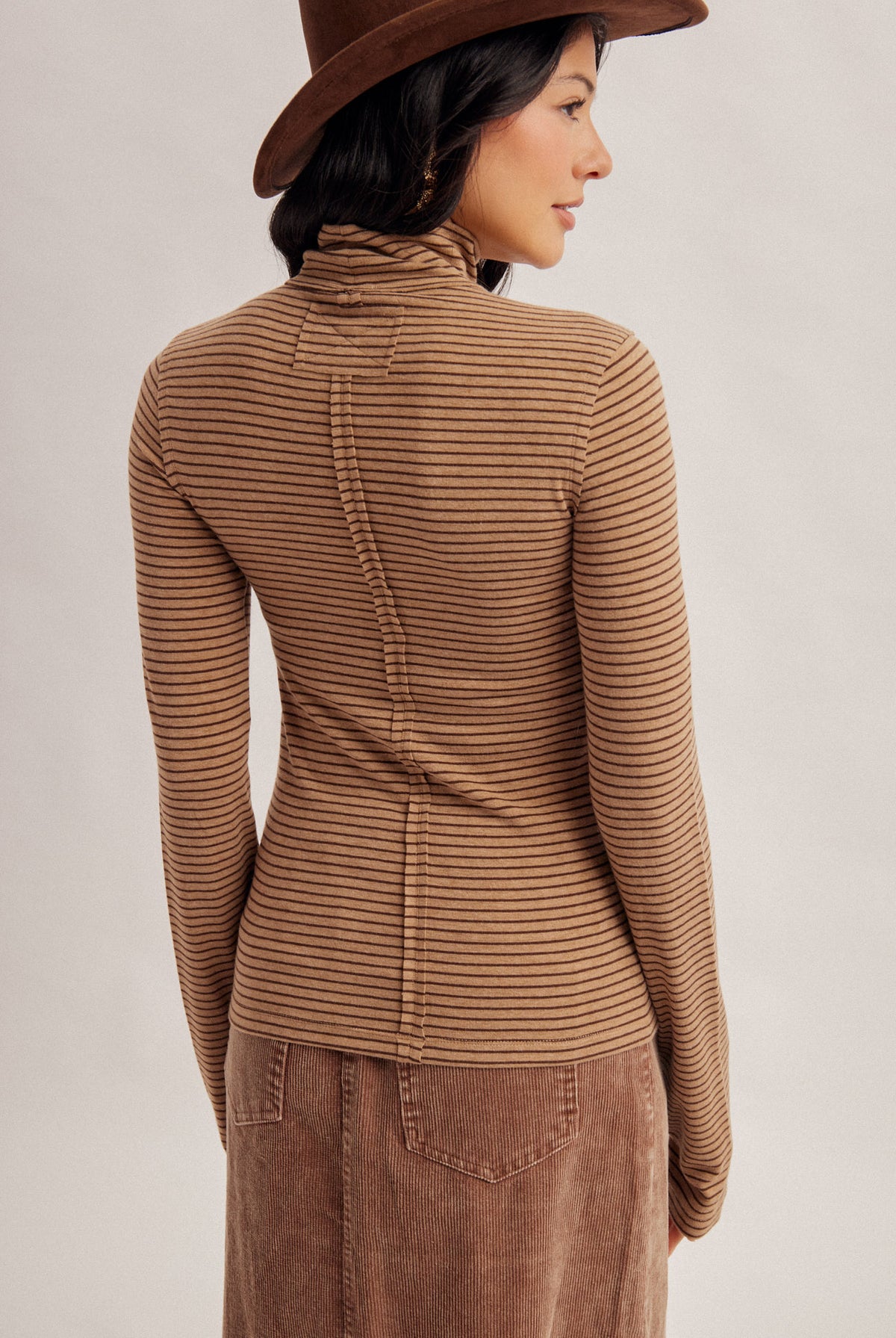 Striped Turtleneck Long Sleeve Top