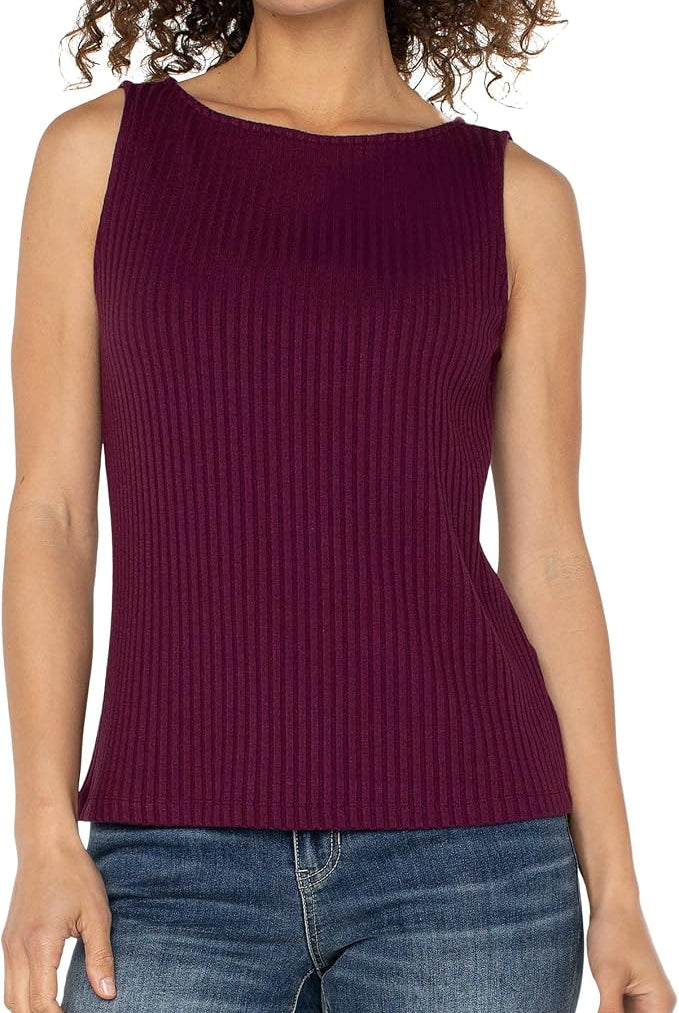 Liverpool Sleeveless Boat Neck Knit Top
