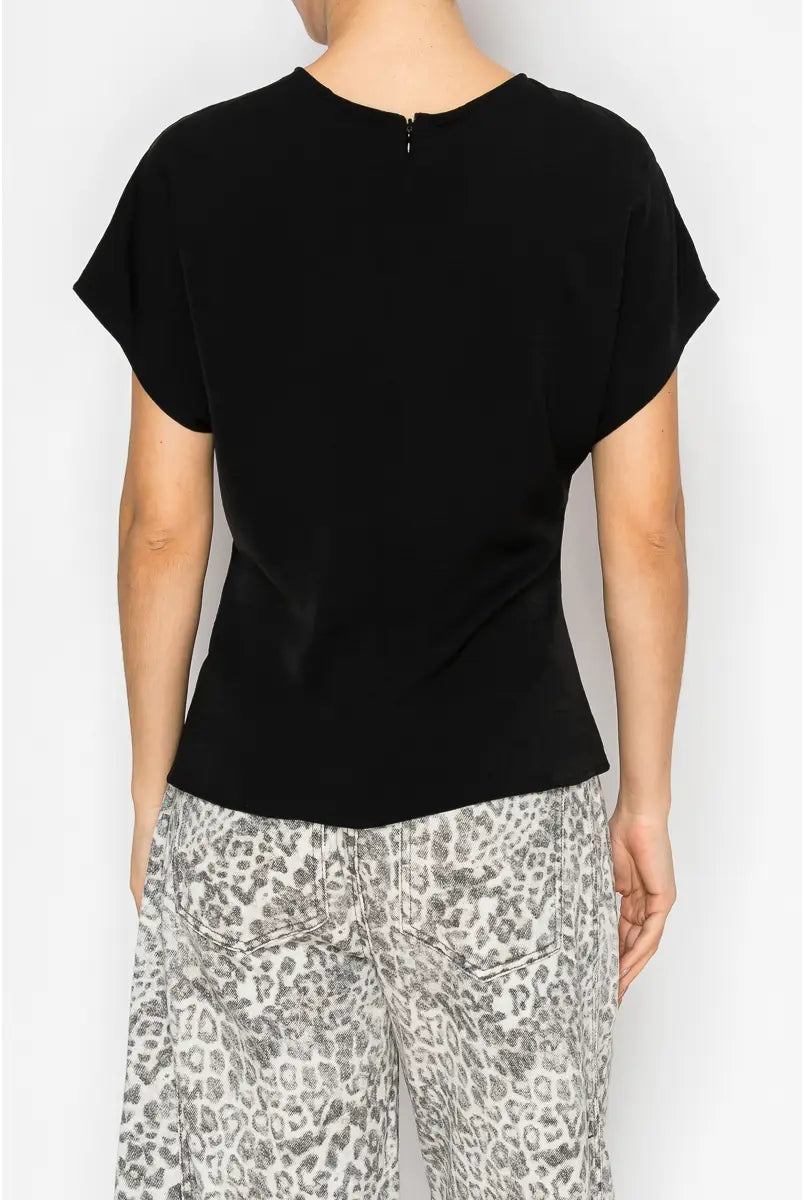 Woven Keyhole Neck Blouse