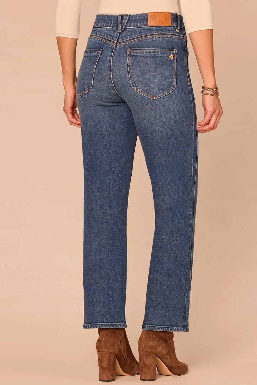 High Rise Double Side Seam Spliced Straight Leg Jean