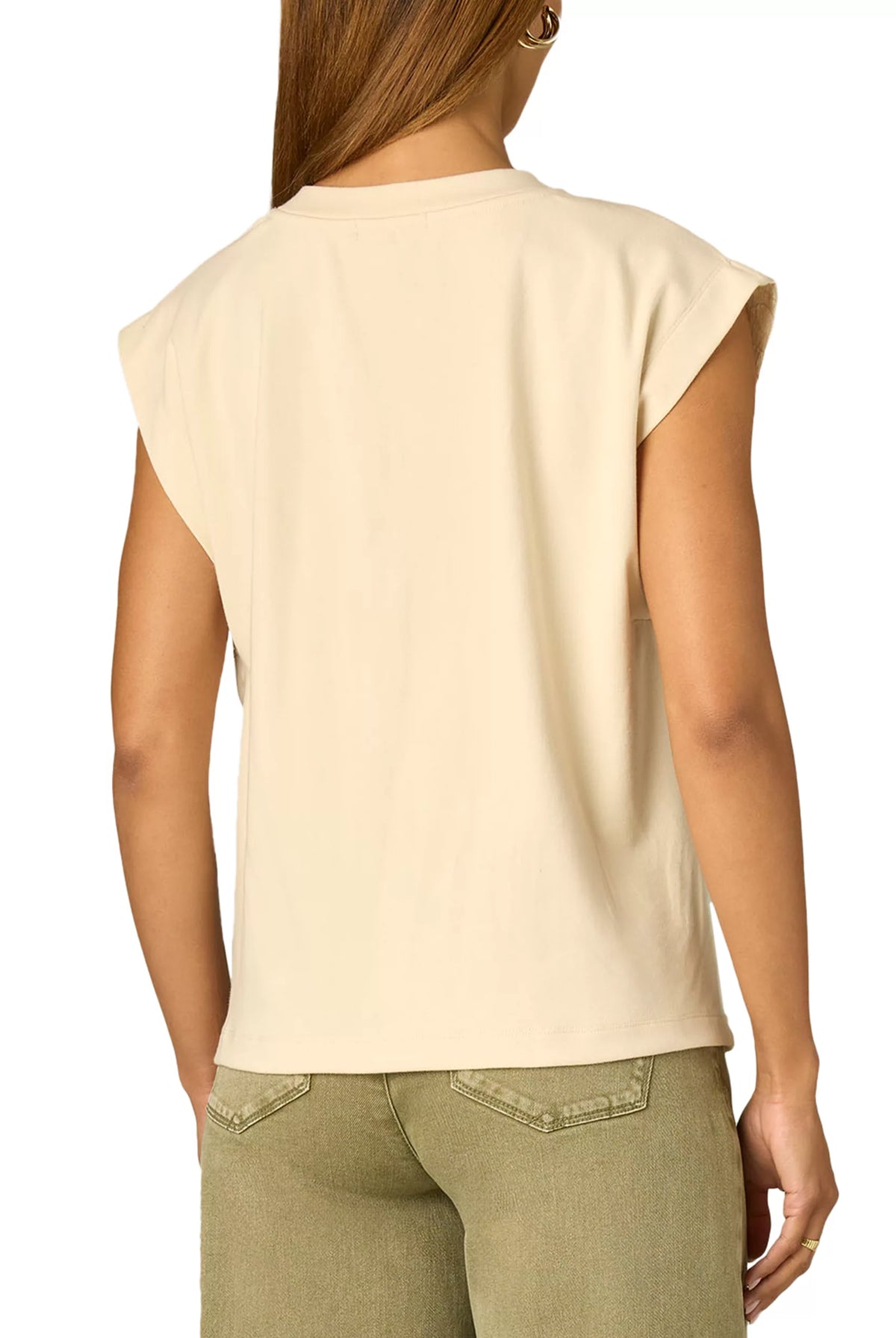 Mixed Media Top with Extended Cap Sleeve