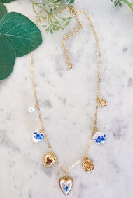 Vintage Inspired Charm Necklace with Extendable Chain