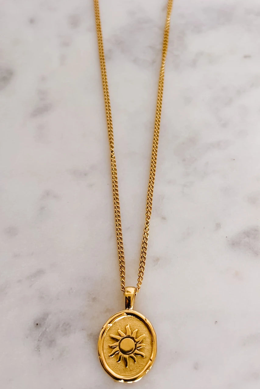 Double Sided Sun and Moon Pendant Necklace
