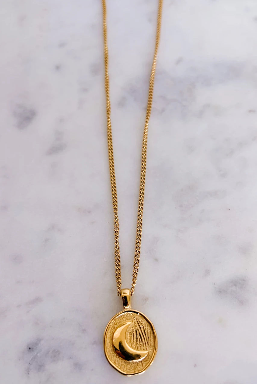 Double Sided Sun and Moon Pendant Necklace