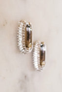 Pave Oval Hoop Earrings