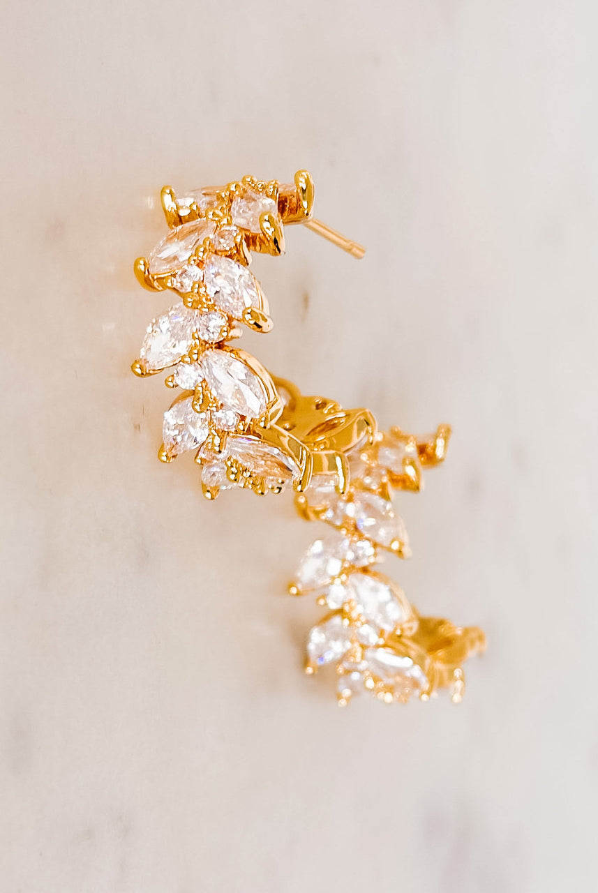 Crystal Leaf Hoop Earrings
