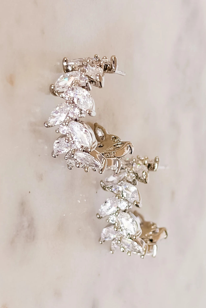 Crystal Leaf Hoop Earrings