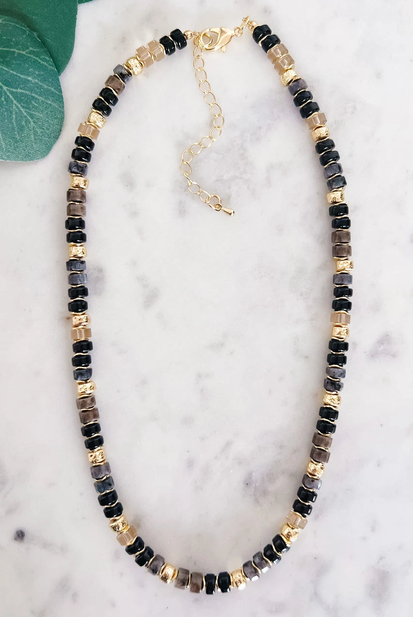 Multi Color Glass Beaded Necklace with Extendable Chain