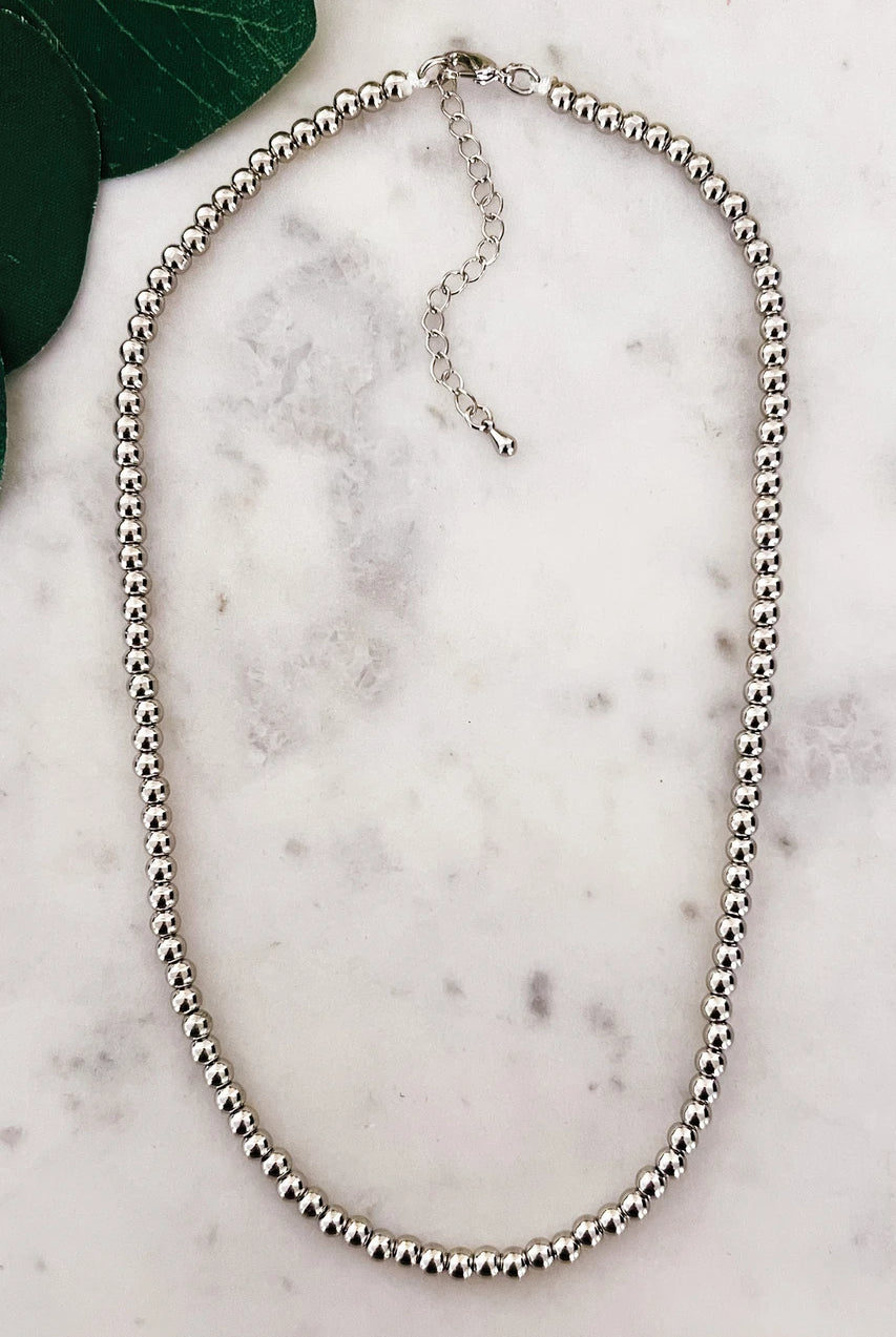 4mm Beaded Necklace with Extendable Chain