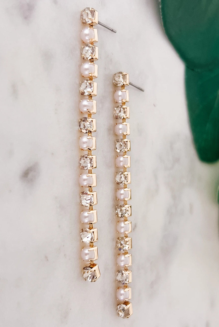 Mini Pearl and Crystal Dangle Earrings