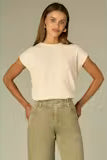 Mixed Media Top with Extended Cap Sleeve