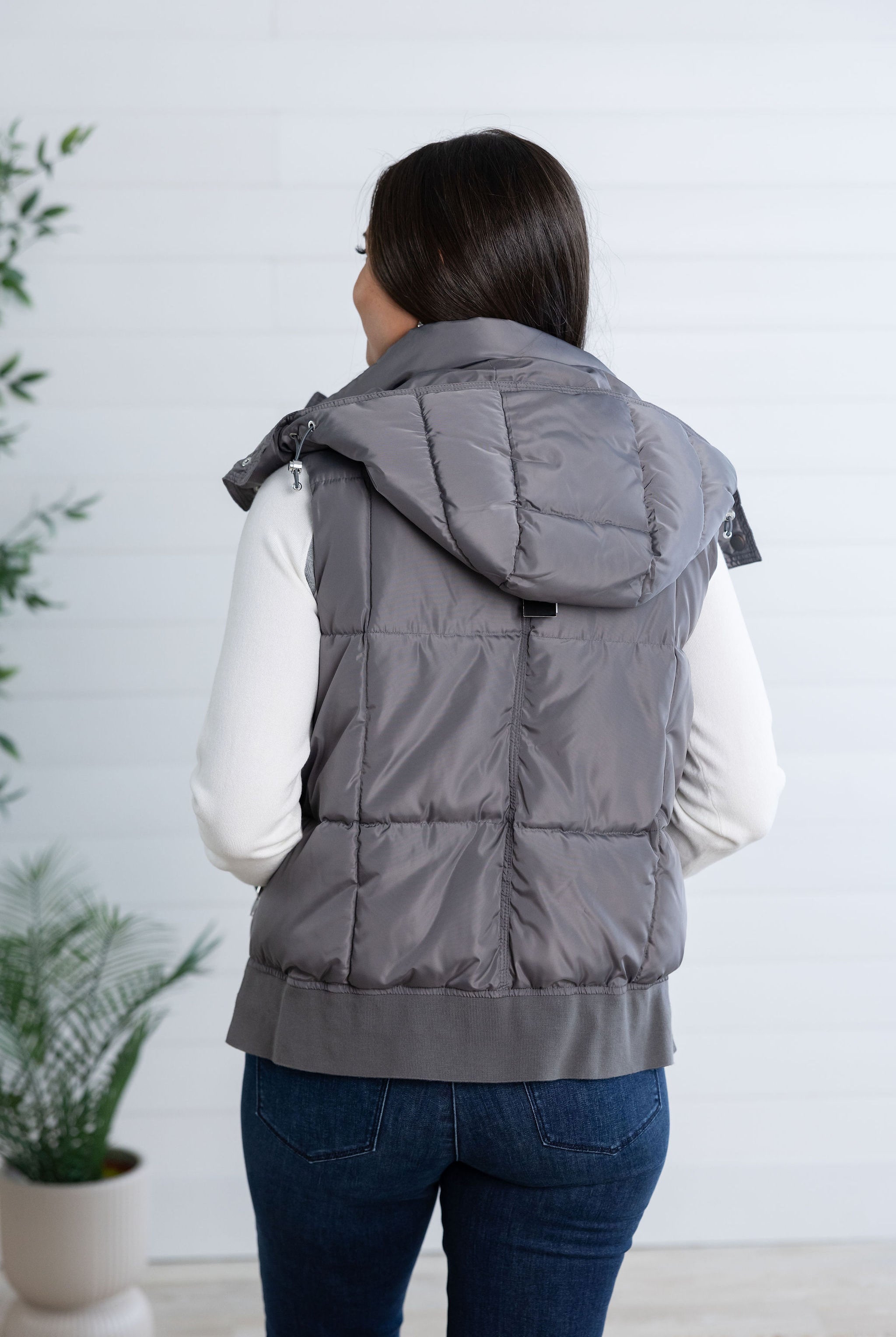 MB Quilted Puffer Vest with Removable Hood and Side Zippers