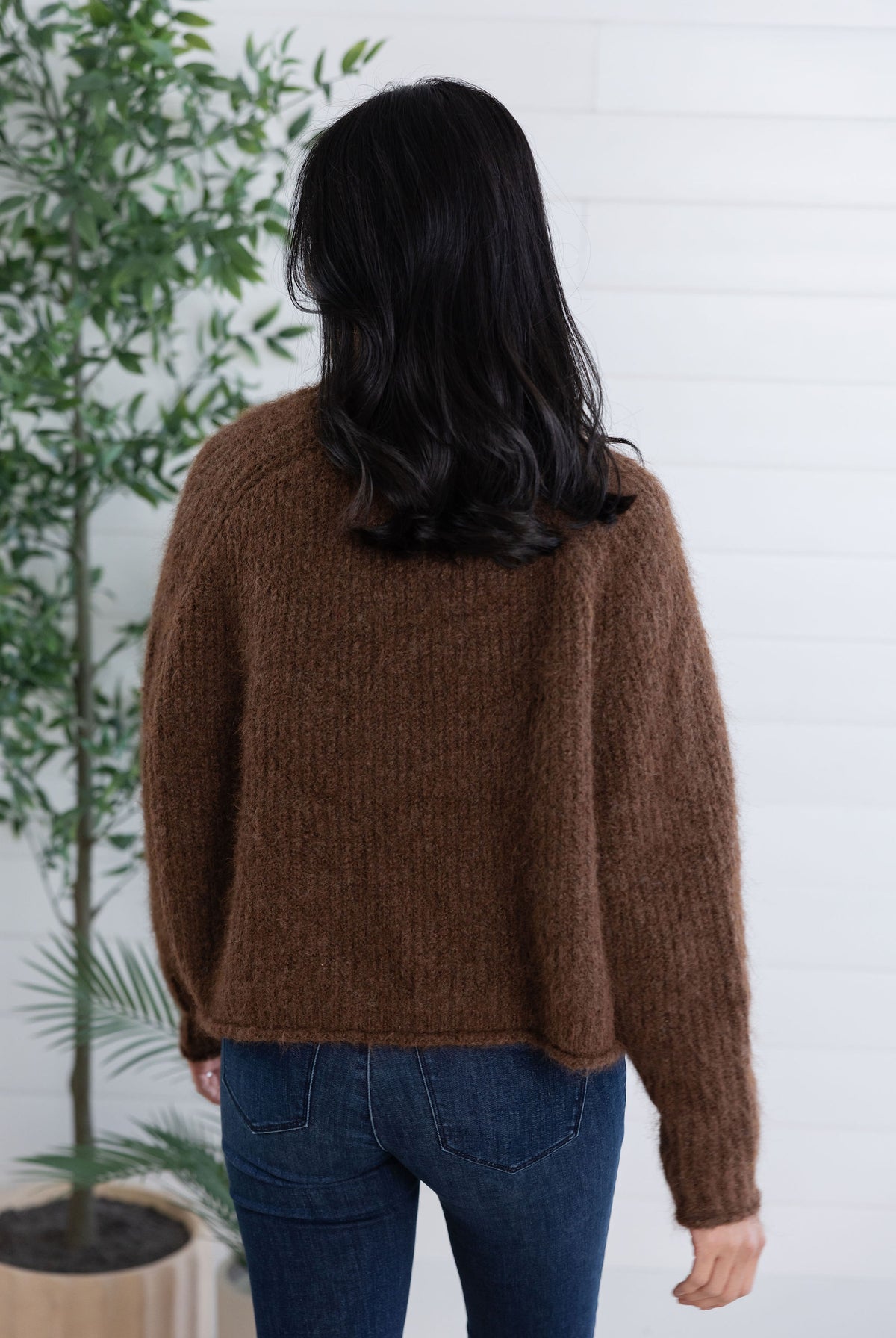 Mac and Me Boxy Fuzzy Knit Mock Neck Sweater