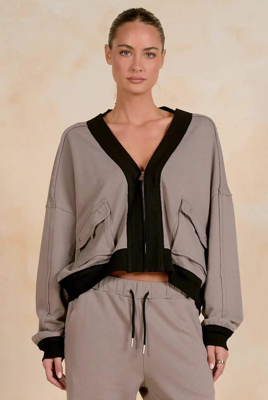 Zip Front Double Pocket Jacket
