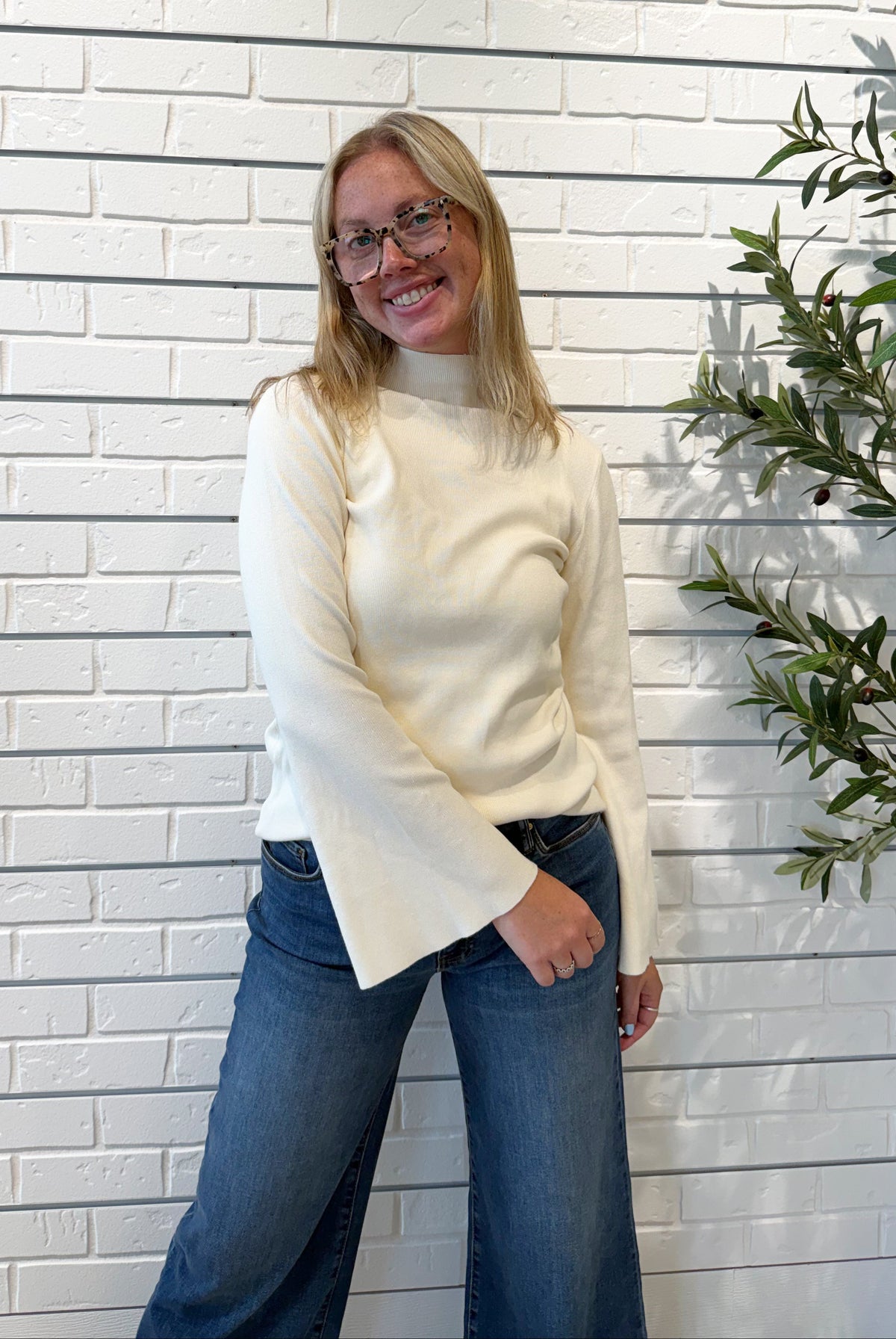 *FINAL SALE* Mac and Me Bell Sleeve Mini RIb Sweater