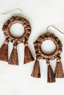 Raffia Wrapped Earring with Tassles