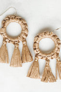 Raffia Wrapped Earring with Tassles