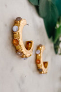 Vintage Stone Hoop Earrings