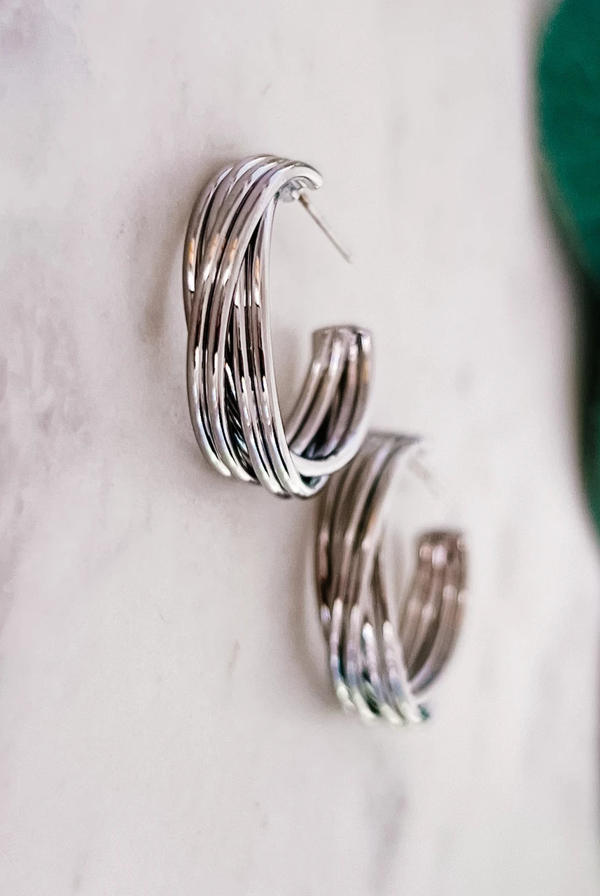 Multi Metal Thread Hoop Earring