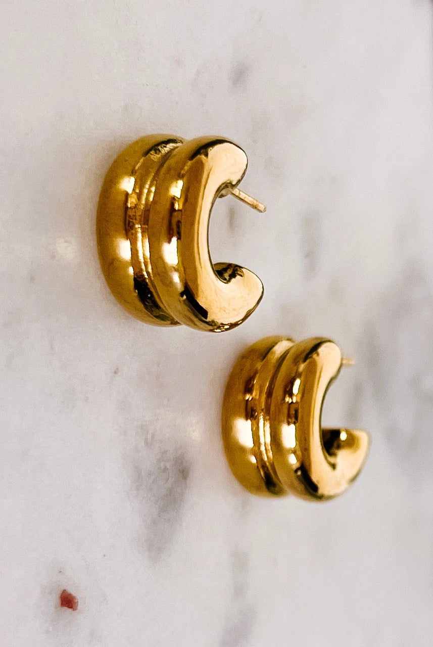 Double Hoop Gold Dipped Earrings
