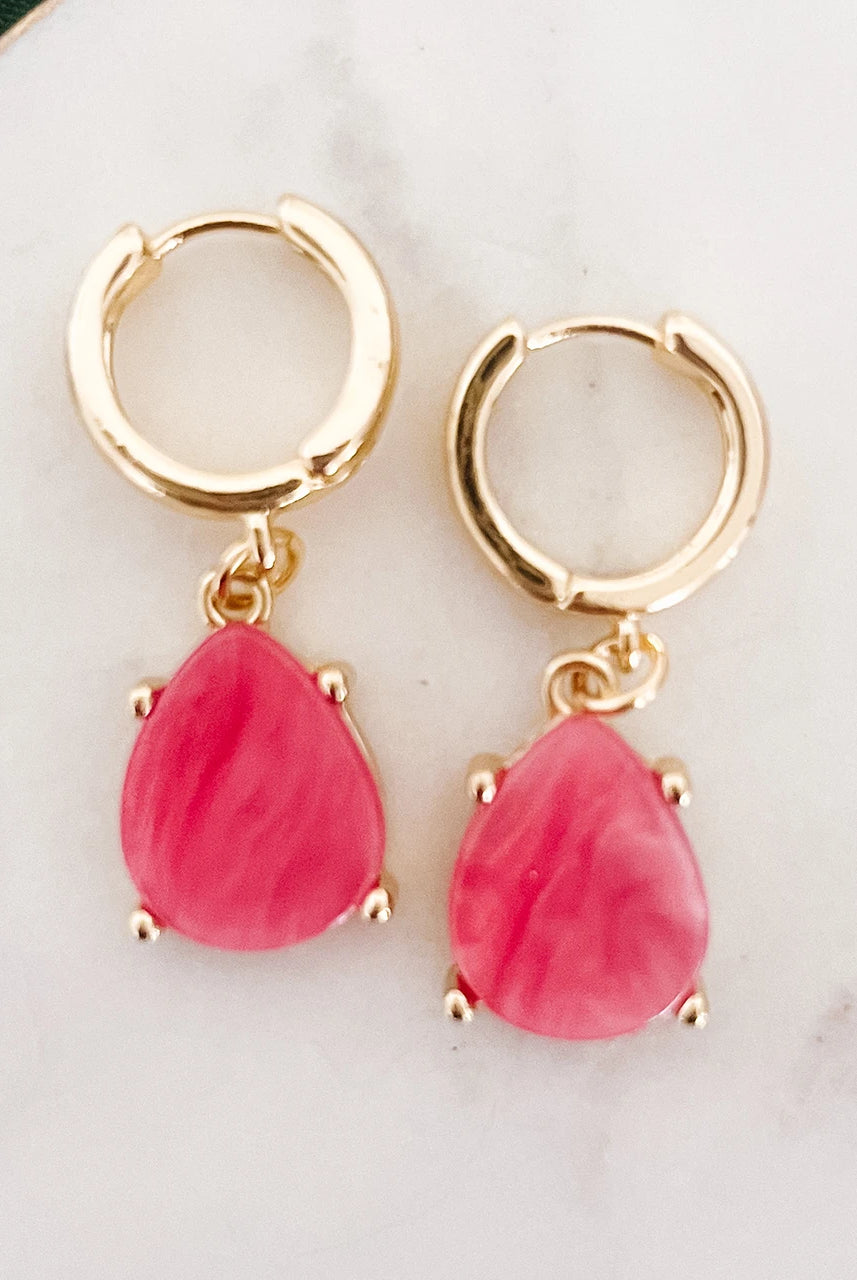 Huggie Earring with Drop Dangle Stone