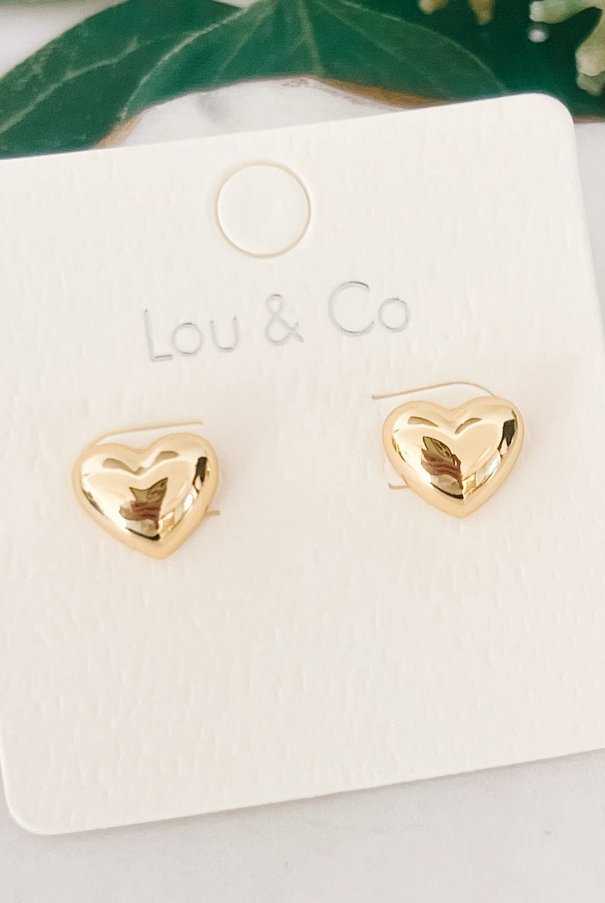 Puffy Heart Stud Earrings