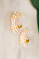 Pave Pearl Chunky Hoop Earrings