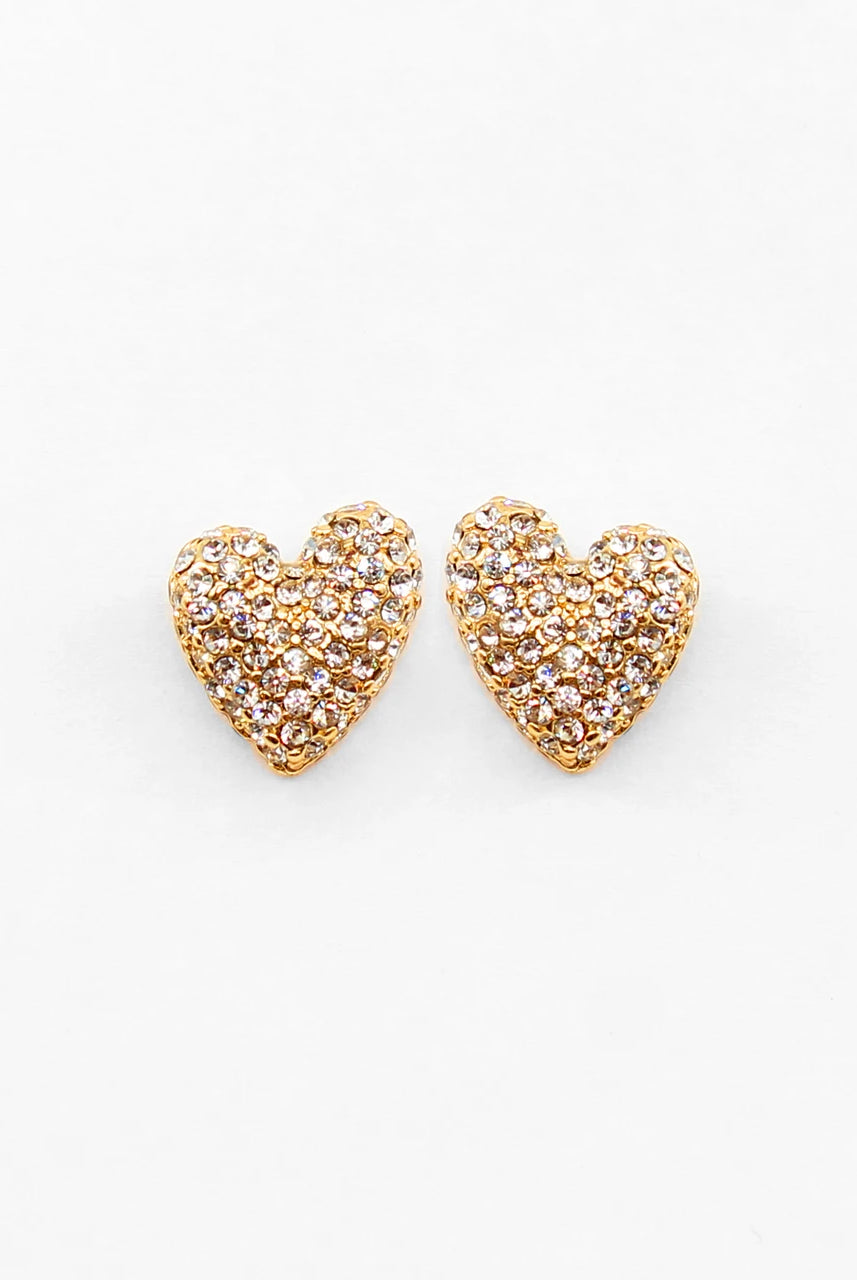 Pave Heart Stud Earrings