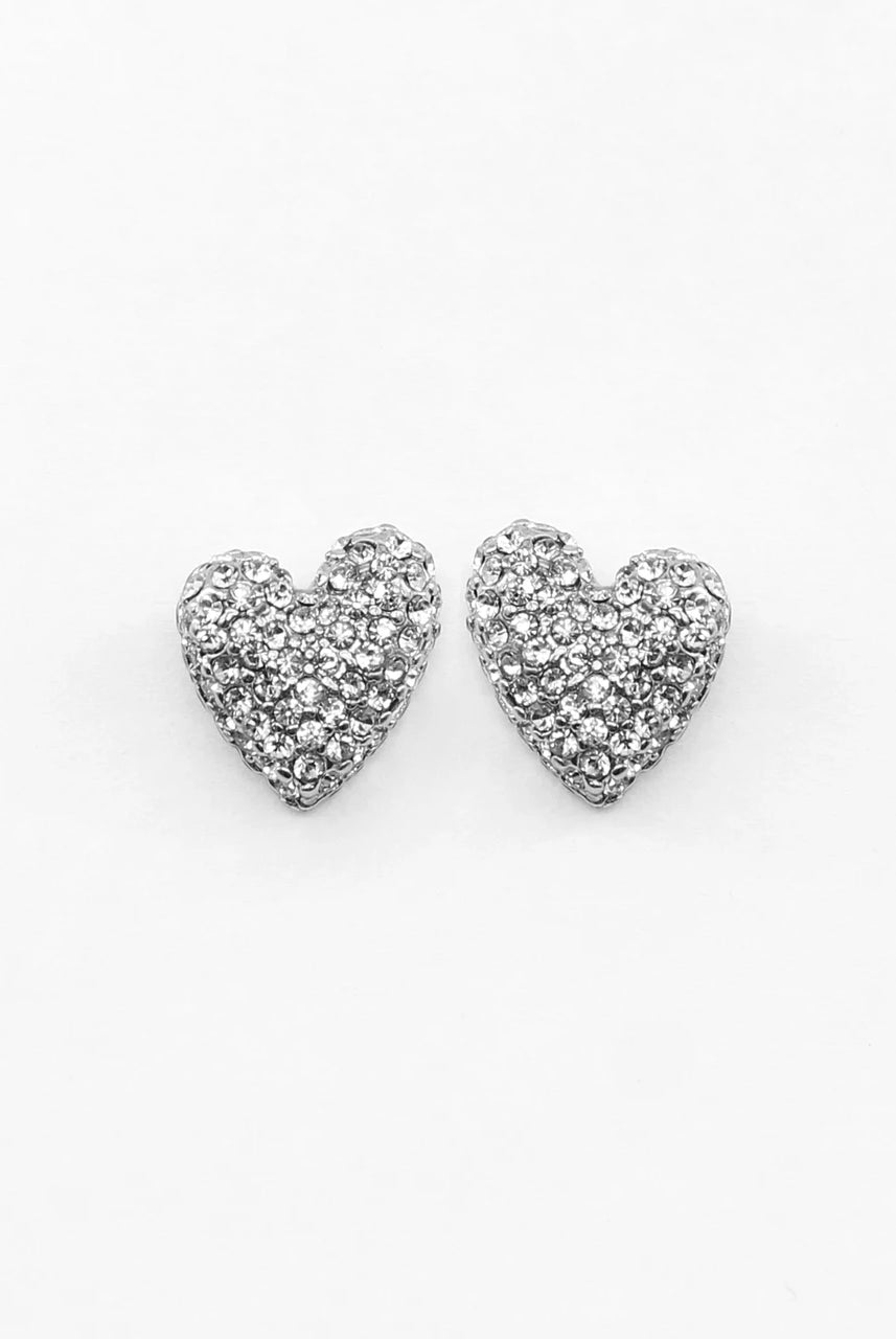 Pave Heart Stud Earrings