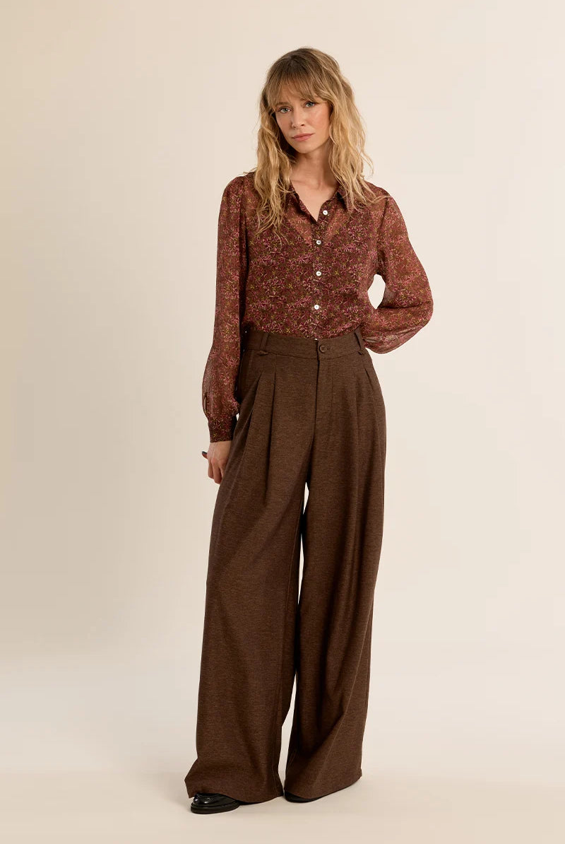High-Rise Pleated Wide Leg Pant