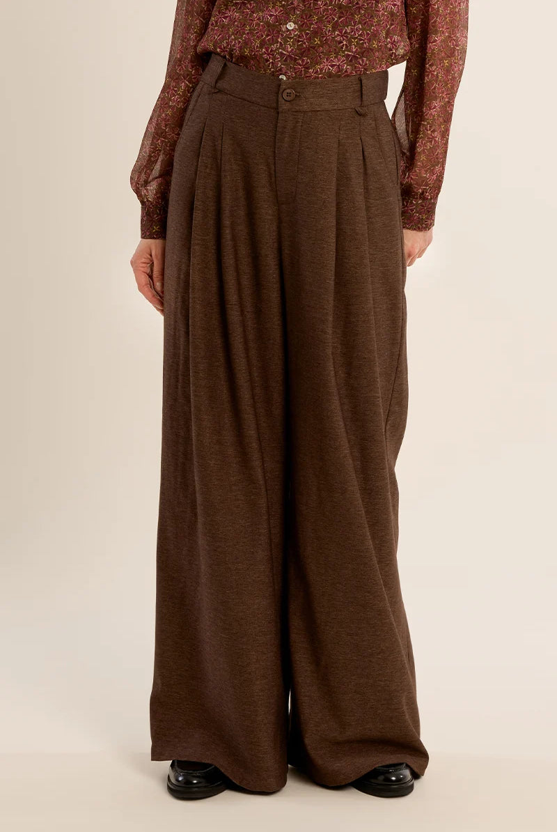 High-Rise Pleated Wide Leg Pant