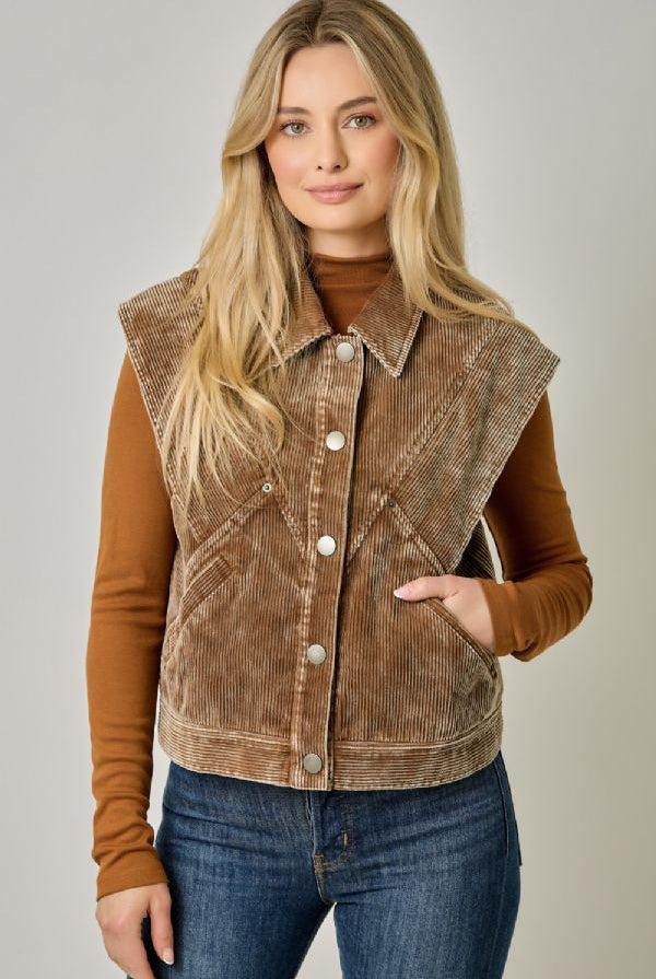 Cotton Oversized Washed Corduroy Vest