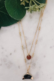Layered Natural Stone Pendant Necklace